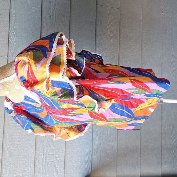 NWT Tropical Palm Leaf Print Plus Size 1X Puff Sleeve Boho Peasant Blouse *read* - Picture 8 of 11